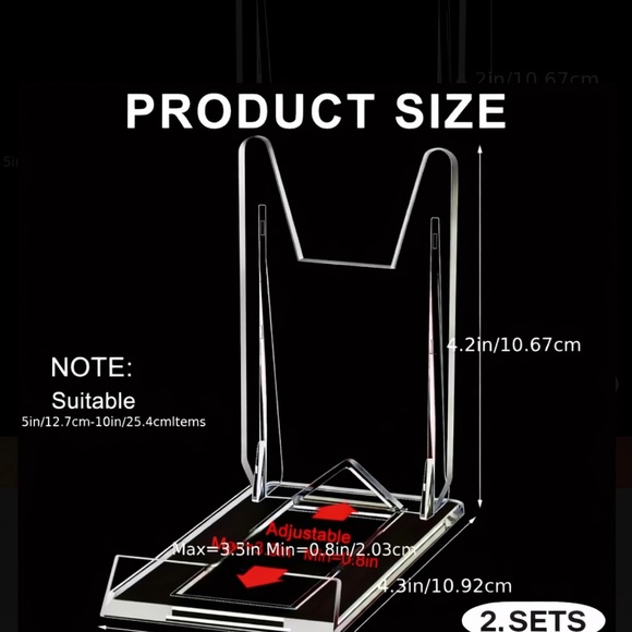 2-Pack set Clear Acrylic Display Stands -Adjustable - Picture 6 of 6